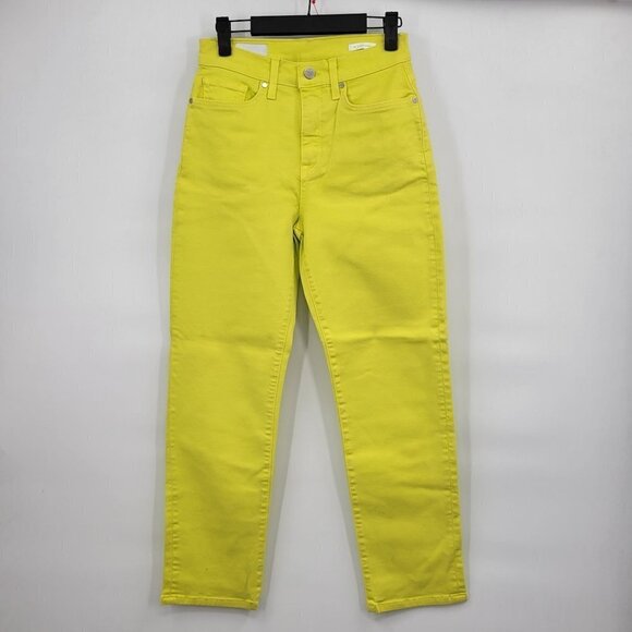 BLDWN Vintage Straight Leg Jeans High-Rise Slim Fit Ankle Denim 27 Women Yellow - Picture 1 of 16